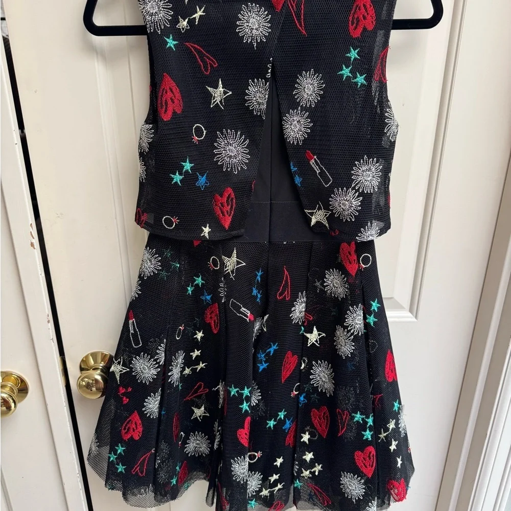 Maje Rachel Heart and Floral Print Mini Dress